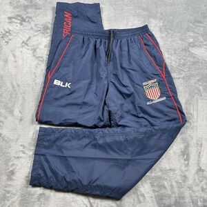 BLK USA Rugby All American Track Pants Embroidered Navy Blue Zip Leg Large NWT